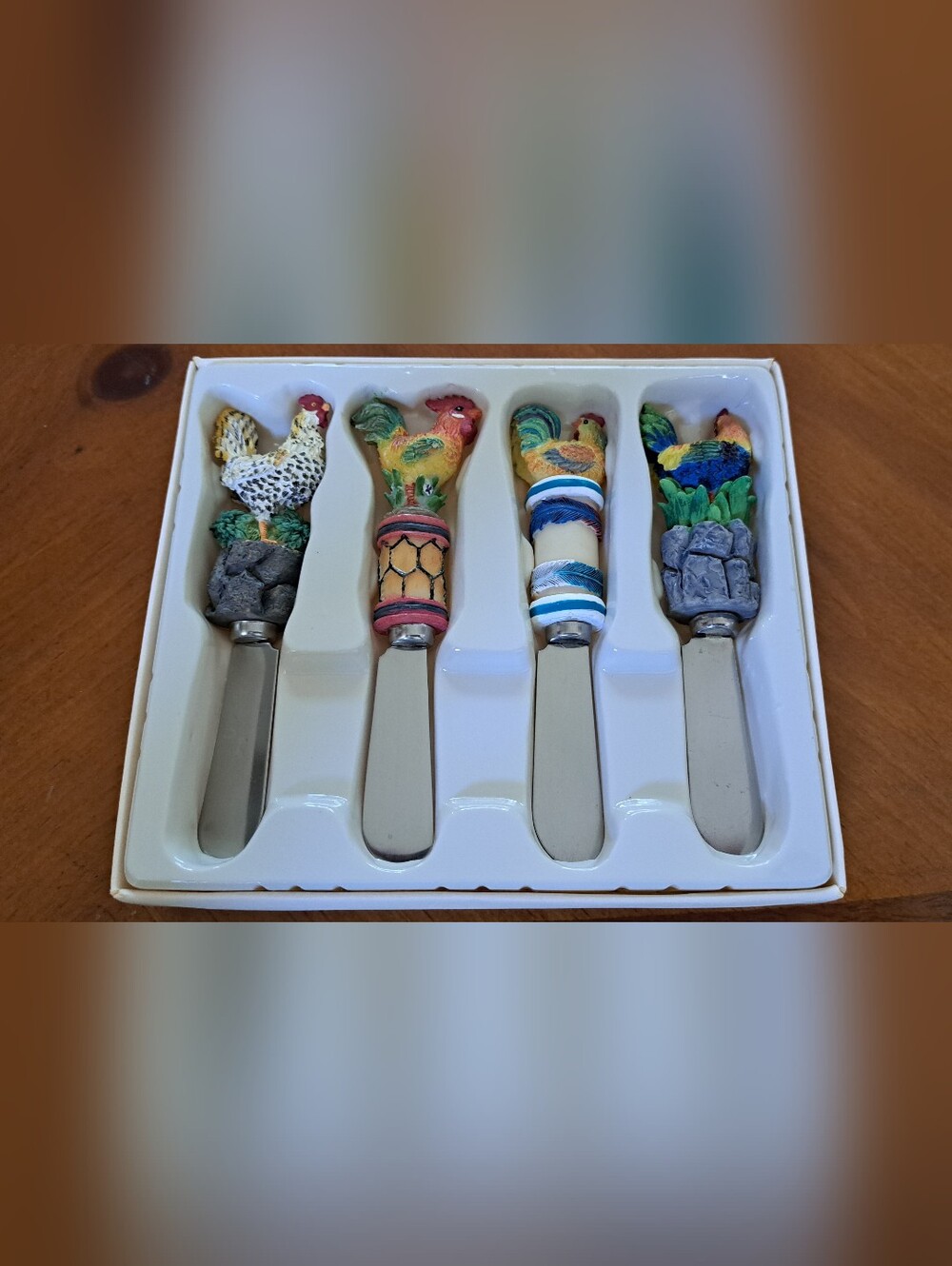 Hand-Painted Resin Rooster Design Cheese Spreaders